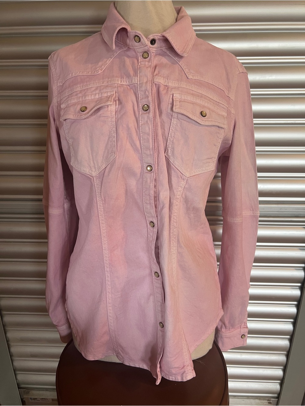 Teleria Zed Roper Pearl Snap Western Shirt Pink Made In Italy Size 46